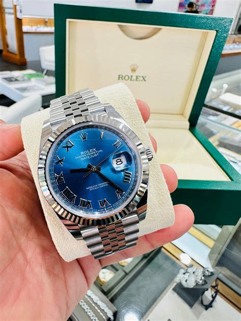 rolex datejust silver blue face|More.